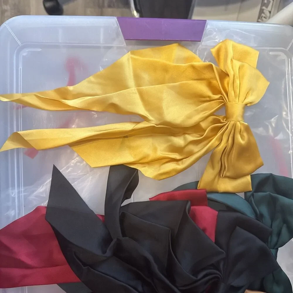 Satin Hair Bow Barrette Lot Of 5
